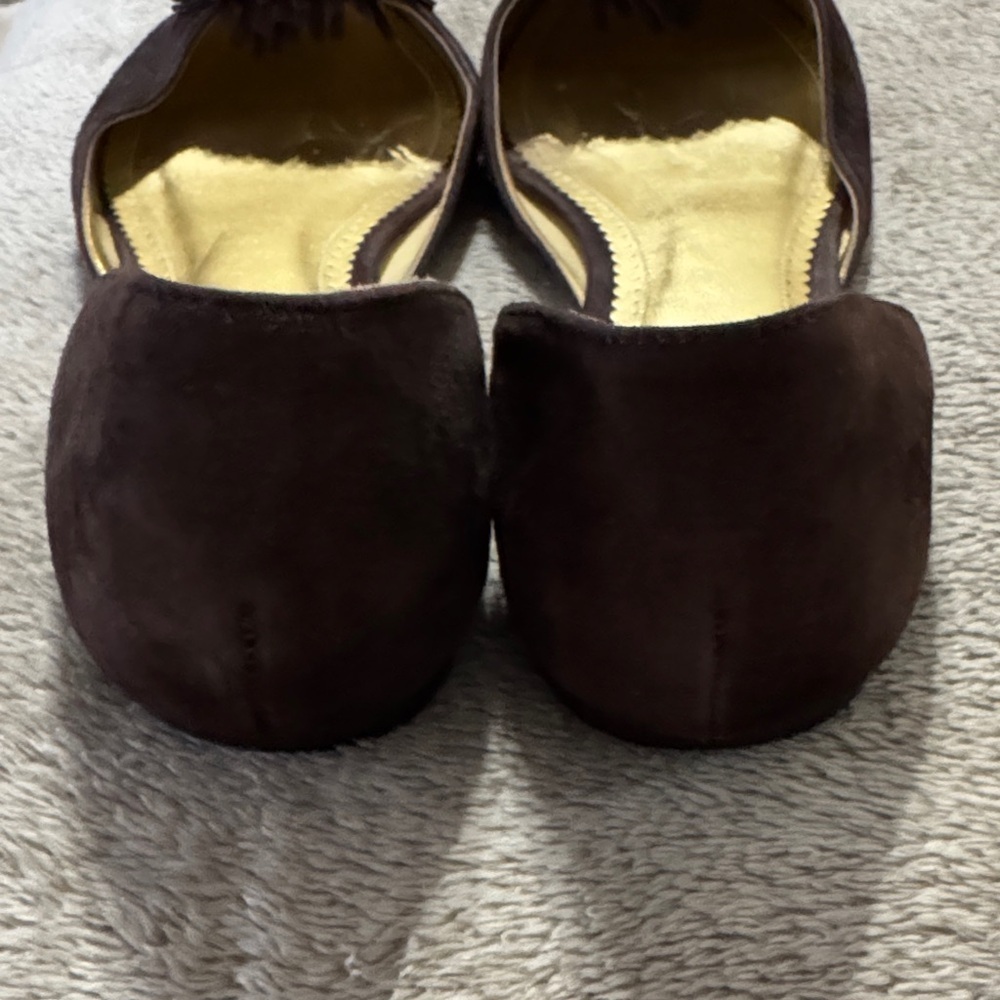 J. Crew Women's Trendy Stella Dark Brown Pom Pom Suede Loafers - Picture 6 of 11